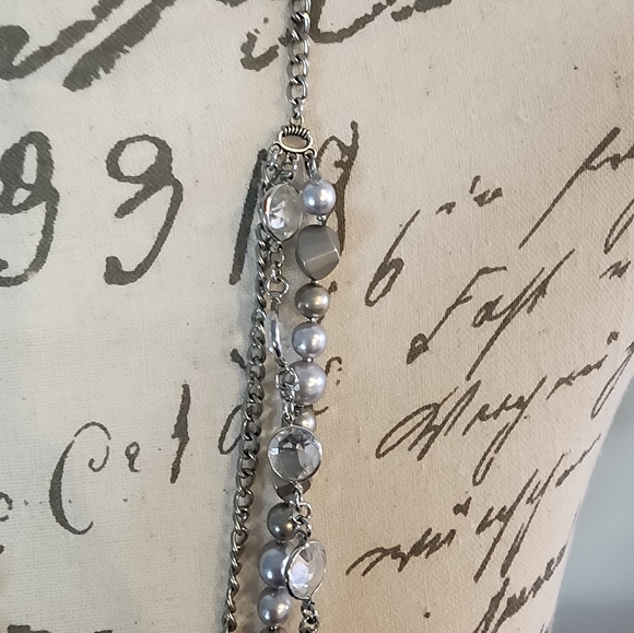 LOFT Multi Layered Silver Tone Necklace - Picture 3 of 5